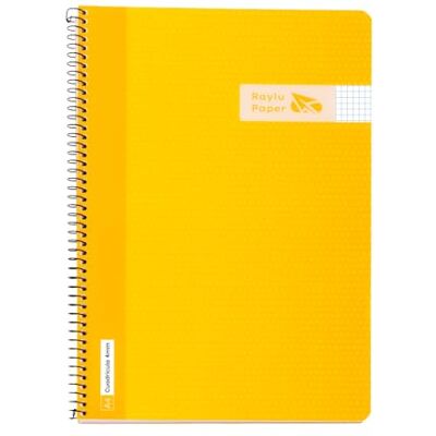 RAYLU PAPER Packung mit A4-Notizbüchern mit Spiralbindung und stabilem Deckel aus Polypropylen, 80 Blatt, 90 g, buntes Notizbuch für Unterlagen, Studium, Büro und Universität (gelb, kariert, 4 mm) RAYLU PAPER Packung mit A4-Notizbüchern mit Spiralbindung und stabilem Deckel aus Polypropylen, 80 Blatt, 90 g, buntes Notizbuch für Unterlagen, Studium, Büro und Universität (gelb, kariert, 4 mm)