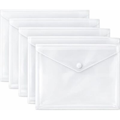 1ABOVE Dokumentenmappen, A4, transparent, Kunststoff, mit Schnappverschluss, für Büro, Schule und Zuhause, 5 Stück 1ABOVE Dokumentenmappen, A4, transparent, Kunststoff, mit Schnappverschluss, für Büro, Schule und Zuhause, 5 Stück