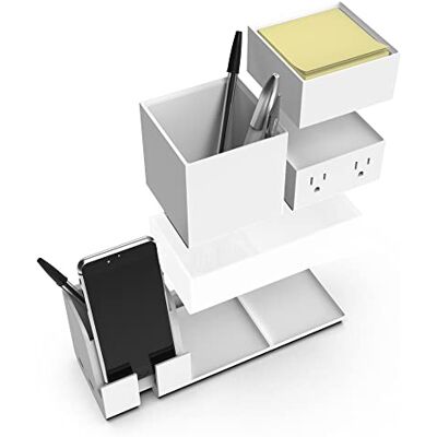 Bostitch Office Konnect Schreibtisch-Organizer und Ladestation, 2 USB-Anschlüsse, 2 Stecker, lädt Telefone, Tablets, Bleistiftbecher, 4-teiliges Design, Weiß Bostitch Office Konnect Schreibtisch-Organizer und Ladestation, 2 USB-Anschlüsse, 2 Stecker, lädt Telefone, Tablets, Bleistiftbecher, 4-teiliges Design, Weiß