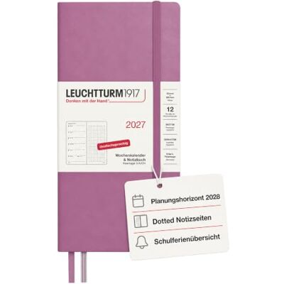 LEUCHTTURM1917 Wochenkalender 2027 Dotted Wallet (B6+ x A6) mit Notizbuch Terminplaner Deutsch, Dusty Rose, Januar-Dezember 2027, Wochenübersicht links + Notizseite rechts LEUCHTTURM1917 Wochenkalender 2027 Dotted Wallet (B6+ x A6) mit Notizbuch Terminplaner Deutsch, Dusty Rose, Januar-Dezember 2027, Wochenübersicht links + Notizseite rechts
