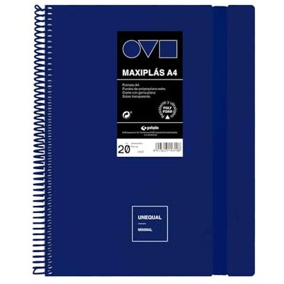 Grafoplás Grafoplas A4-Kunststoff-Hüllen 20 transparente Einlagen starre Polyfoam-Einband robust und ultraleicht Farbe Blau PVC-Spirale Minimal Perfekt für Dokumente Grafoplás Grafoplas A4-Kunststoff-Hüllen 20 transparente Einlagen starre Polyfoam-Einband robust und ultraleicht Farbe Blau PVC-Spirale Minimal Perfekt für Dokumente