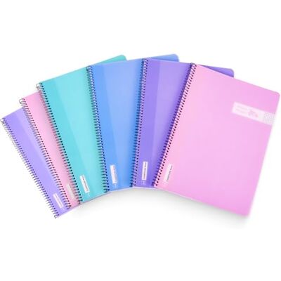 RAYLU PAPER Packung mit 6 Notizbüchern A4 mit Spiralbindung und stabilem Deckel aus Polypropylen, 80 Blatt, 90 g, Notizbücher in 4 Pastellfarben, für Schreiben, Studium, Büro und Universität RAYLU PAPER Packung mit 6 Notizbüchern A4 mit Spiralbindung und stabilem Deckel aus Polypropylen, 80 Blatt, 90 g, Notizbücher in 4 Pastellfarben, für Schreiben, Studium, Büro und Universität