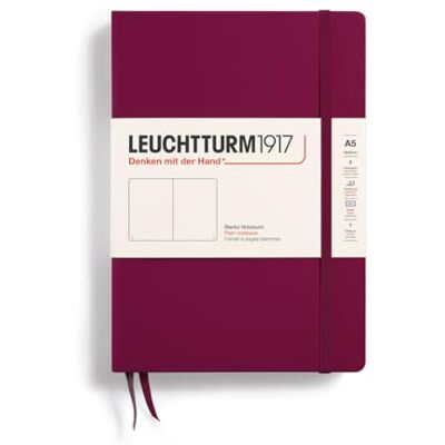 LEUCHTTURM1917 359697 Notizbuch Medium (A5), Hardcover, blanko, port red 251 nummerierte Seiten, für Bullet Journal, Fadenheftung, 2 Lesezeichen, säurefrei LEUCHTTURM1917 359697 Notizbuch Medium (A5), Hardcover, blanko, port red 251 nummerierte Seiten, für Bullet Journal, Fadenheftung, 2 Lesezeichen, säurefrei