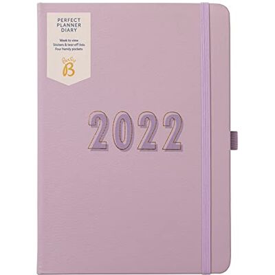 Busy B Perfect Planner Terminkalender von Januar bis Dezember 2022 Lila Kunstleder A5 Wochenansicht Planer, Stickern und Abreisslisten Busy B Perfect Planner Terminkalender von Januar bis Dezember 2022 Lila Kunstleder A5 Wochenansicht Planer, Stickern und Abreisslisten