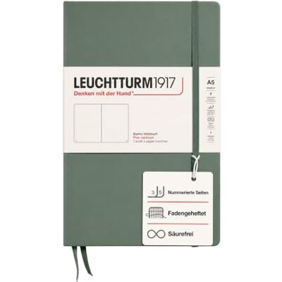 LEUCHTTURM1917 365488 Notizbuch Medium (A5), Hardcover, 251 nummerierte Seiten, Olive, blanko LEUCHTTURM1917 365488 Notizbuch Medium (A5), Hardcover, 251 nummerierte Seiten, Olive, blanko