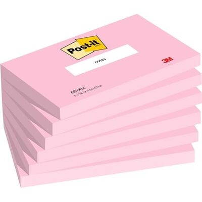 Post-it Notes, Pink, Liniert, 6 Blöcke, 76 mm x 127 mm, 100 Blatt pro Block Selbstklebende Notizzettel für Notizen, To-Do-Listen und Erinnerungen Post-it Notes, Pink, Liniert, 6 Blöcke, 76 mm x 127 mm, 100 Blatt pro Block Selbstklebende Notizzettel für Notizen, To-Do-Listen und Erinnerungen