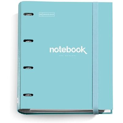 Miquelrius Ringbuch Notebook, Ordner mit 4 Ringen, mit 100 karierten Blättern, Ordner mit Gummizug, Farbe Himmelblau Miquelrius Ringbuch Notebook, Ordner mit 4 Ringen, mit 100 karierten Blättern, Ordner mit Gummizug, Farbe Himmelblau
