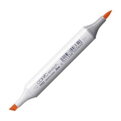 Copic Sketch Marker Typ YR 02, Light Orange, professioneller Pinselmarker, mit einer Super-Brush-Spitze und einer Medium-Broad-Spitze Copic Sketch Marker Typ YR 02, Light Orange, professioneller Pinselmarker, mit einer Super-Brush-Spitze und einer Medium-Broad-Spitze