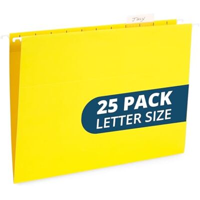 Blue Summit Supplies Hängemappen, 25 verstärkte Hängemappen, entworfen für Zuhause und Büro, farbkodierte Dateiorganisation, Briefgröße, gelb, 25 Stück Blue Summit Supplies Hängemappen, 25 verstärkte Hängemappen, entworfen für Zuhause und Büro, farbkodierte Dateiorganisation, Briefgröße, gelb, 25 Stück