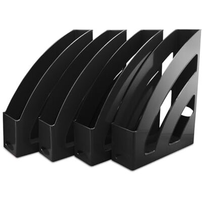 Waytex 4 Stück Zeitschriftenhalter, A4, vertikal, für den Schreibtisch, Material Hartplastik, Schwarz Waytex 4 Stück Zeitschriftenhalter, A4, vertikal, für den Schreibtisch, Material Hartplastik, Schwarz