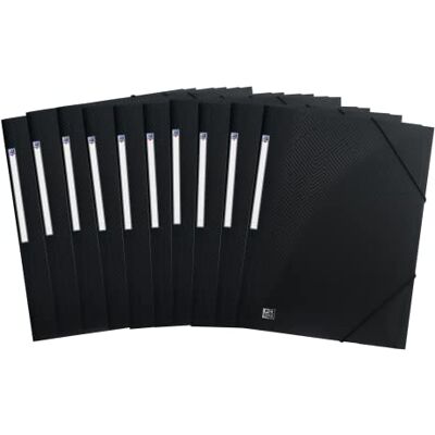 Oxford Eckspannermappe A4, Kunststoff, mit Gummiband, schwarz, 10 Stück Oxford Eckspannermappe A4, Kunststoff, mit Gummiband, schwarz, 10 Stück