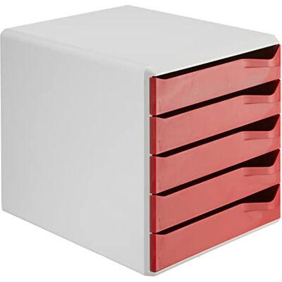 Leitz Post-Set mit 5 Schubladen, Schubladenset zur Aufbewahrung von Dokumenten und Büromaterialien, Grau/Rot, 52800025 Leitz Post-Set mit 5 Schubladen, Schubladenset zur Aufbewahrung von Dokumenten und Büromaterialien, Grau/Rot, 52800025