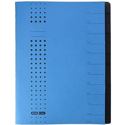 Elba Ordnungsmappe chic A4 aus Karton, 12 Fächer, blau Elba Ordnungsmappe chic A4 aus Karton, 12 Fächer, blau