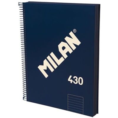 MILAN ® Notizbuch A4, Hardcover, liniertes Papier (7 mm), 120 Blatt, 95 g/m², Gummi-Kollektion 430, blau MILAN ® Notizbuch A4, Hardcover, liniertes Papier (7 mm), 120 Blatt, 95 g/m², Gummi-Kollektion 430, blau