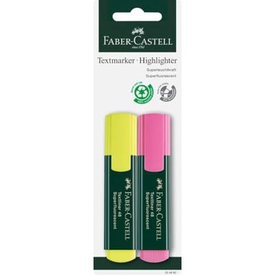 Faber-Castell 254892 Textliner 48, Blisterpackung, 2 Stück, gelb/rosa Faber-Castell 254892 Textliner 48, Blisterpackung, 2 Stück, gelb/rosa