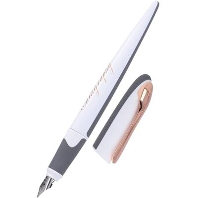 Online Kalligrafie-Füller, Schönschreibfüller Air Weiß-Rosegold, breite Kalligraphie-Feder in Strichstärke 0,8 mm, für Standard-Tintenpatronen oder Konverter, inkl. Kombipatrone blau Online Kalligrafie-Füller, Schönschreibfüller Air Weiß-Rosegold, breite Kalligraphie-Feder in Strichstärke 0,8 mm, für Standard-Tintenpatronen oder Konverter, inkl. Kombipatrone blau