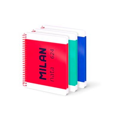 MILAN 3er-Pack Notizbücher A5 mit Spiralbindung und Hardcover, kariertes Papier, 80 Blatt à 95 g/m², Kollektion nata 624 since 1918 MILAN 3er-Pack Notizbücher A5 mit Spiralbindung und Hardcover, kariertes Papier, 80 Blatt à 95 g/m², Kollektion nata 624 since 1918