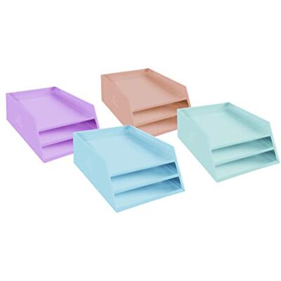 Exacompta 13496D 4er Pack Briefablage Aquarel aus extra starkem Karton mit 3 Fächern abgestuft für DIN A4+ Dokumente 35x29x19 cm farbig sortiert Briefablage Ablagekorb Ablagebox Exacompta 13496D 4er Pack Briefablage Aquarel aus extra starkem Karton mit 3 Fächern abgestuft für DIN A4+ Dokumente 35x29x19 cm farbig sortiert Briefablage Ablagekorb Ablagebox