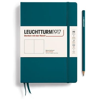 LEUCHTTURM1917 359698 Notizbuch Medium (A5), Hardcover, blanko, pacific green LEUCHTTURM1917 359698 Notizbuch Medium (A5), Hardcover, blanko, pacific green