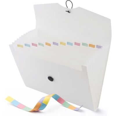D.RECT Sammelmappe A4 Weiß (Serie 5585) – 12 Fächer mit Farbetiketten Dokumentenmappe mit Gummizug Robuste PP-Folie D.RECT Sammelmappe A4 Weiß (Serie 5585) – 12 Fächer mit Farbetiketten Dokumentenmappe mit Gummizug Robuste PP-Folie