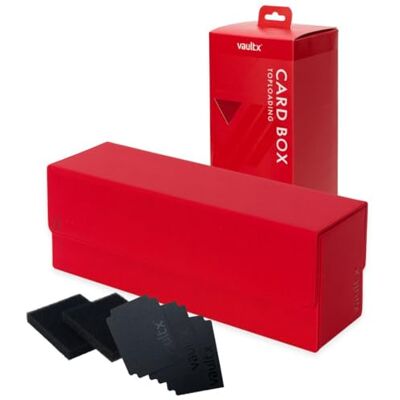 Vault X Aufbewahrungsbox für Trading Cards, Premium Exo-Tec-Material, Magnetdeckel, Trennwände & Schaumstoffeinlagen, Zur Organisation von Deckboxen, Toploadern, Karten mit Hüllen, TCG (Rot) Speicher für 450+ Bulk TCG Karten Gepolsterte Aufbewahrungsbox Vault X Aufbewahrungsbox für Trading Cards, Premium Exo-Tec-Material, Magnetdeckel, Trennwände & Schaumstoffeinlagen, Zur Organisation von Deckboxen, Toploadern, Karten mit Hüllen, TCG (Rot) Speicher für 450+ Bulk TCG Karten Gepolsterte Aufbewahrungsbox