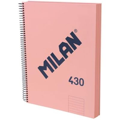 MILAN Notizbuch A4, Hardcover, liniertes Papier (7 mm), 120 Blatt, 95 g/m², Gummi-Kollektion 430, Rosa MILAN Notizbuch A4, Hardcover, liniertes Papier (7 mm), 120 Blatt, 95 g/m², Gummi-Kollektion 430, Rosa