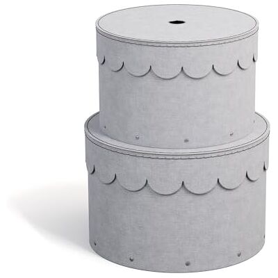 BIGSO BOX OF SWEDEN BIGSO WILMA 2er-Set runde Aufbewahrungsbox mit Deckel – Ordnungsbox mit Deckel für Kleidung, Spielzeug usw. – Dekorative runde Box aus Faserplatte und Papier in Leinenoptik – hellgrau BIGSO BOX OF SWEDEN BIGSO WILMA 2er-Set runde Aufbewahrungsbox mit Deckel – Ordnungsbox mit Deckel für Kleidung, Spielzeug usw. – Dekorative runde Box aus Faserplatte und Papier in Leinenoptik – hellgrau