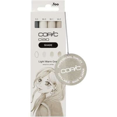 Copic Ciao Shade Set "Light Warm Gray", 3 Twin Marker mit einer mittelbreiten und einer Brush-Spitze, inkl. Multiliner Warm Gray 0,3 mm Copic Ciao Shade Set "Light Warm Gray", 3 Twin Marker mit einer mittelbreiten und einer Brush-Spitze, inkl. Multiliner Warm Gray 0,3 mm