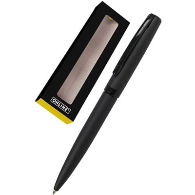 Online Kugelschreiber Eleganza Pure Black I hochwertiger Metall-Kuli Schwarz I auswechselbare Großraummine I Metallclip I Schreibfarbe Schwarz dokumentenecht I inkl. Geschenkverpackung Online Kugelschreiber Eleganza Pure Black I hochwertiger Metall-Kuli Schwarz I auswechselbare Großraummine I Metallclip I Schreibfarbe Schwarz dokumentenecht I inkl. Geschenkverpackung