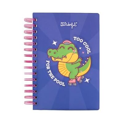 Mr. Wonderful Notizbuch A5 mit geprägtem Einband in Krokodil-Optik Too Cool for the Pool – kariertes Notizbuch mit Aufklebern Mr. Wonderful Notizbuch A5 mit geprägtem Einband in Krokodil-Optik Too Cool for the Pool – kariertes Notizbuch mit Aufklebern