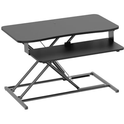 Logilink EO0053 Schreibtischaufsatz mit Tastaturablage, Tragkraft bis 15 kg, höhenverstellbar mit Gasdruckfeder, Farbe: Schwarz Logilink EO0053 Schreibtischaufsatz mit Tastaturablage, Tragkraft bis 15 kg, höhenverstellbar mit Gasdruckfeder, Farbe: Schwarz