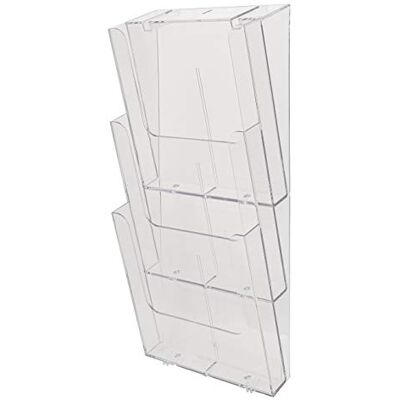 Exacompta 74358D Wandprospekthalter DIN A4 Quer aus starkem transparentem Acryl mit 3 Fächer Querformat ideal für Flyer Kataloge Zeitschriftenhalter Exacompta 74358D Wandprospekthalter DIN A4 Quer aus starkem transparentem Acryl mit 3 Fächer Querformat ideal für Flyer Kataloge Zeitschriftenhalter