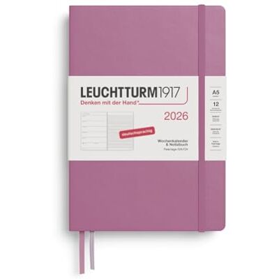 LEUCHTTURM1917 372471 Wochenkalender & Notizbuch Medium (A5) 2026, 12 Monate, Dusty Rose, Deutsch LEUCHTTURM1917 372471 Wochenkalender & Notizbuch Medium (A5) 2026, 12 Monate, Dusty Rose, Deutsch
