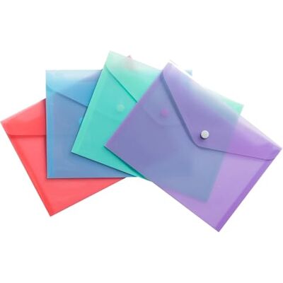 Exacompta Ref. 35440E – Karton mit 28 Dokumententaschen mit Druckknopfverschluss mit Klappe – Chromalin Pastell – Maße: 23 x 17 cm – FT zum Abheften, A5 – Pastellblau, Koralle, Lila, Pastellgrün Exacompta Ref. 35440E – Karton mit 28 Dokumententaschen mit Druckknopfverschluss mit Klappe – Chromalin Pastell – Maße: 23 x 17 cm – FT zum Abheften, A5 – Pastellblau, Koralle, Lila, Pastellgrün
