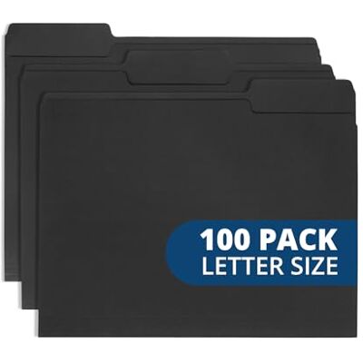Blue Summit Supplies Schnellhefter in Briefgröße, 100 Stück, mit 1/3-Schnitt-Tabs, strapazierfähiges schwarzes Papier, für Dokumente in Briefgröße, schwarze Ordner, 100 Stück Blue Summit Supplies Schnellhefter in Briefgröße, 100 Stück, mit 1/3-Schnitt-Tabs, strapazierfähiges schwarzes Papier, für Dokumente in Briefgröße, schwarze Ordner, 100 Stück