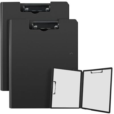 Kolamom 2 Pack Klemmbrett a4, Klemmbrett mit Deckel, Klemmbretter mit 2 Klemmen, Schreibmappe für Büro, Schule, Schwarz Kolamom 2 Pack Klemmbrett a4, Klemmbrett mit Deckel, Klemmbretter mit 2 Klemmen, Schreibmappe für Büro, Schule, Schwarz