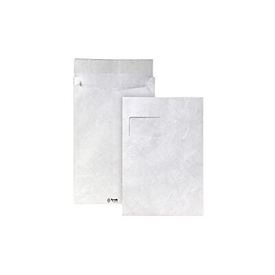 Tyvek Faltentasche mit Spitzboden C4 (324x229x20mm) haftklebend mit Fenster weiß 55g 100 Stück Tyvek Faltentasche mit Spitzboden C4 (324x229x20mm) haftklebend mit Fenster weiß 55g 100 Stück