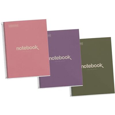 Miquelrius Pack mit 3 A4 Recycling-Notizbüchern, 80 Blatt 80 g/m², kariert 5x5 mm, Recyclingpapier (Post-Consumer-Recycling), 1 Farbstreifen, 4-fach gelocht zum Abheften, Recycling-Umschlag Miquelrius Pack mit 3 A4 Recycling-Notizbüchern, 80 Blatt 80 g/m², kariert 5x5 mm, Recyclingpapier (Post-Consumer-Recycling), 1 Farbstreifen, 4-fach gelocht zum Abheften, Recycling-Umschlag