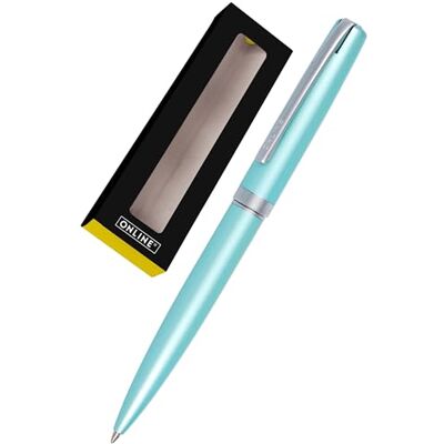 Online Drehkugelschreiber Eleganza I Metall I Farbe Satin Türkis I auswechselbare Großraummine I Metallclip I Schreibfarbe Schwarz I Kugelschreiber inkl. Geschenkverpackung, 1 Stück (1er Pack) Online Drehkugelschreiber Eleganza I Metall I Farbe Satin Türkis I auswechselbare Großraummine I Metallclip I Schreibfarbe Schwarz I Kugelschreiber inkl. Geschenkverpackung, 1 Stück (1er Pack)