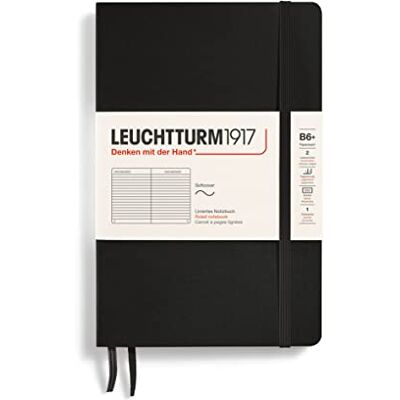 LEUCHTTURM1917 Notizbuch Softcover Paperback, Liniert, Schwarz, Softcover (B6 plus) 125x190 mm, 123 nummerierte Seiten mit Inhaltsverzeichnis, 2 Lesezeichenbänder LEUCHTTURM1917 Notizbuch Softcover Paperback, Liniert, Schwarz, Softcover (B6 plus) 125x190 mm, 123 nummerierte Seiten mit Inhaltsverzeichnis, 2 Lesezeichenbänder