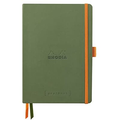 Rhodia 117804C Notizheft Goalbook rama DIN A5 (14,8x23cm), mit flexiblem Einband, 120 Blatt elfenbein 90g, Dot punktkariert, Salbei, 1 Stück Rhodia 117804C Notizheft Goalbook rama DIN A5 (14,8x23cm), mit flexiblem Einband, 120 Blatt elfenbein 90g, Dot punktkariert, Salbei, 1 Stück