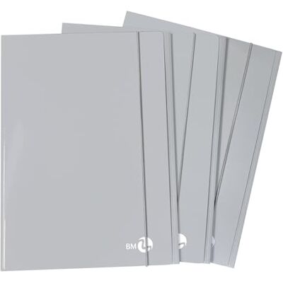 BM BeMore – 0123588 – Schnellhefter mit 3 Klappen mit Gummizug – A4 – schwerer Einband 700 g/m² – Einband laminiert glänzend – Packung mit 10 Stück – Farbe Business hellgrau BM BeMore – 0123588 – Schnellhefter mit 3 Klappen mit Gummizug – A4 – schwerer Einband 700 g/m² – Einband laminiert glänzend – Packung mit 10 Stück – Farbe Business hellgrau
