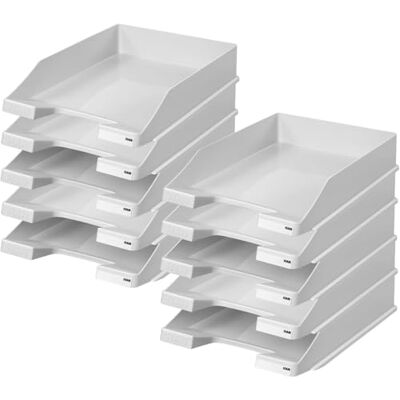 HAN Briefablage Klassik, 10 STÜCK Schreibtisch Organizer, Bürobedarf, Ablagefächer, Büromaterial, Briefkorb, Dokumentenablage, bis Format A4/C4, (hellgrau, 10er Pack) HAN Briefablage Klassik, 10 STÜCK Schreibtisch Organizer, Bürobedarf, Ablagefächer, Büromaterial, Briefkorb, Dokumentenablage, bis Format A4/C4, (hellgrau, 10er Pack)