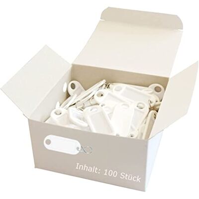 WEDO Schlüsselanhänger 100 Stück, weiß – mit S-Haken, beschriftbar & Etiketten auswechselbar, 52×21×3 mm, Made in Germany WEDO Schlüsselanhänger 100 Stück, weiß – mit S-Haken, beschriftbar & Etiketten auswechselbar, 52×21×3 mm, Made in Germany