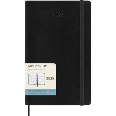 Moleskine Monthly Planner, 12 Monate Monatsplaner 2025, Weicher Einband und Elastischer Verschluss, Farbe Schwarz, Großes Format 13x21 cm Moleskine Monthly Planner, 12 Monate Monatsplaner 2025, Weicher Einband und Elastischer Verschluss, Farbe Schwarz, Großes Format 13x21 cm
