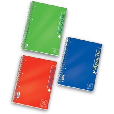 Pigna , Apache Maxi spiralgebundenes Notizbuch, A5, 16x20,5 cm, 140 Blatt, 70 g/m², innen 5M, quadratisch 5 mm, Assorted colors, 3 Pigna , Apache Maxi spiralgebundenes Notizbuch, A5, 16x20,5 cm, 140 Blatt, 70 g/m², innen 5M, quadratisch 5 mm, Assorted colors, 3