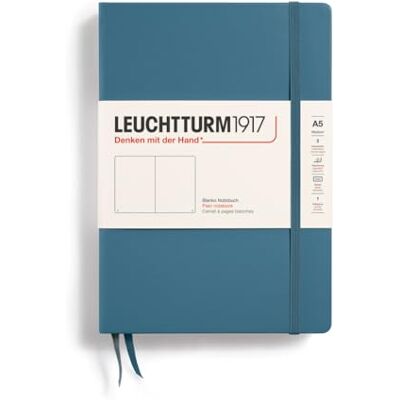 LEUCHTTURM1917 363333 Notizbuch Medium (A5), Hardcover, 251 Nummerierte Seiten, Stone Blue, Blanko LEUCHTTURM1917 363333 Notizbuch Medium (A5), Hardcover, 251 Nummerierte Seiten, Stone Blue, Blanko