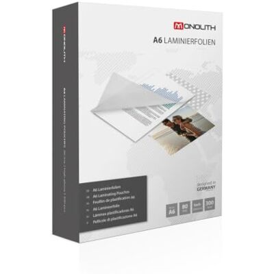 Monolith Laminierfolien DIN A6 80 mic 300er Pack Monolith Laminierfolien DIN A6 80 mic 300er Pack