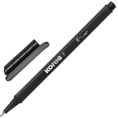 Kores K-Liner: Schwarze Fineliner, 0,4 mm Fine Point Stifte zum Schreiben, Skizzieren und Zeichnen, metallgefasste Spitze, dreieckige ergonomische Form, Schul- und Bürobedarf, 12er-Pack Kores K-Liner: Schwarze Fineliner, 0,4 mm Fine Point Stifte zum Schreiben, Skizzieren und Zeichnen, metallgefasste Spitze, dreieckige ergonomische Form, Schul- und Bürobedarf, 12er-Pack