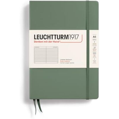 LEUCHTTURM1917 365490 Notizbuch Medium (A5), Hardcover, 251 nummerierte Seiten, Olive, liniert LEUCHTTURM1917 365490 Notizbuch Medium (A5), Hardcover, 251 nummerierte Seiten, Olive, liniert